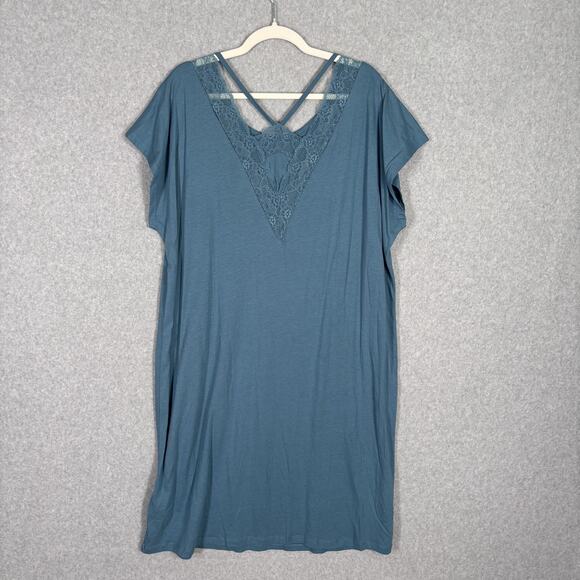 Ulla Popken Nightgown 16 18 Lace Cotton Modal Stretch Soft Flowy Pajamas PJs - Picture 6 of 10